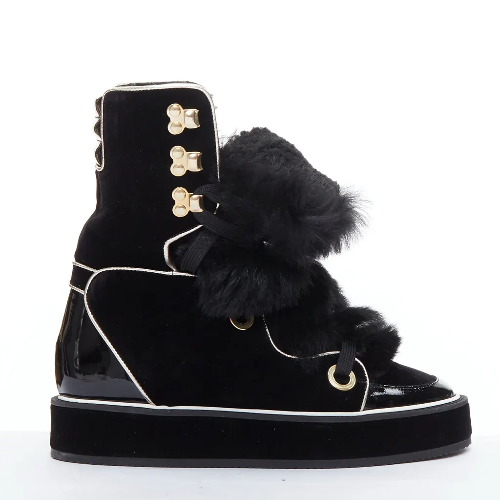 Nicholas Kirkwood Polly Neige Black Fur Very good - Front View