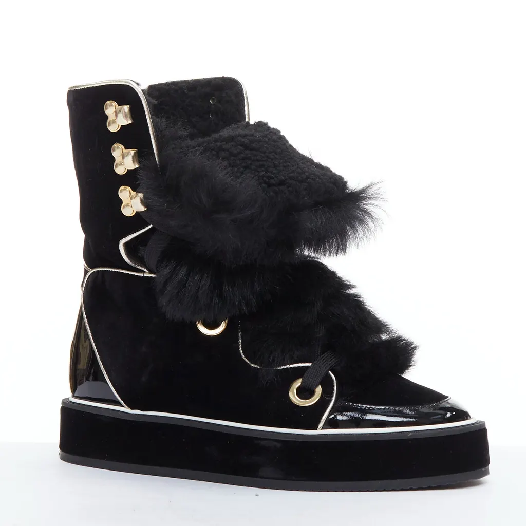 Nicholas Kirkwood Polly Neige Black Fur Very good - Back View