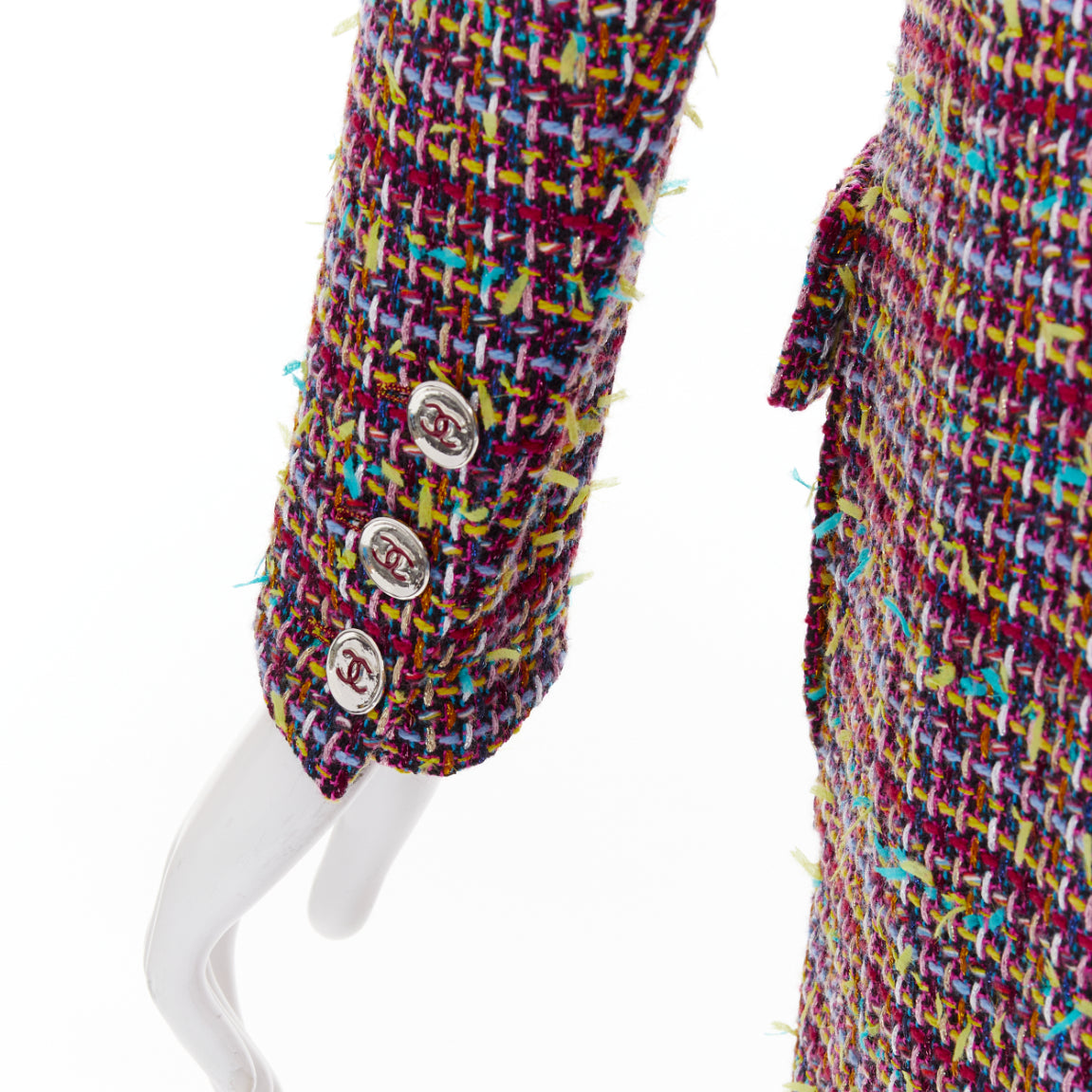 Chanel Pink Tweed Long Coat - Back view