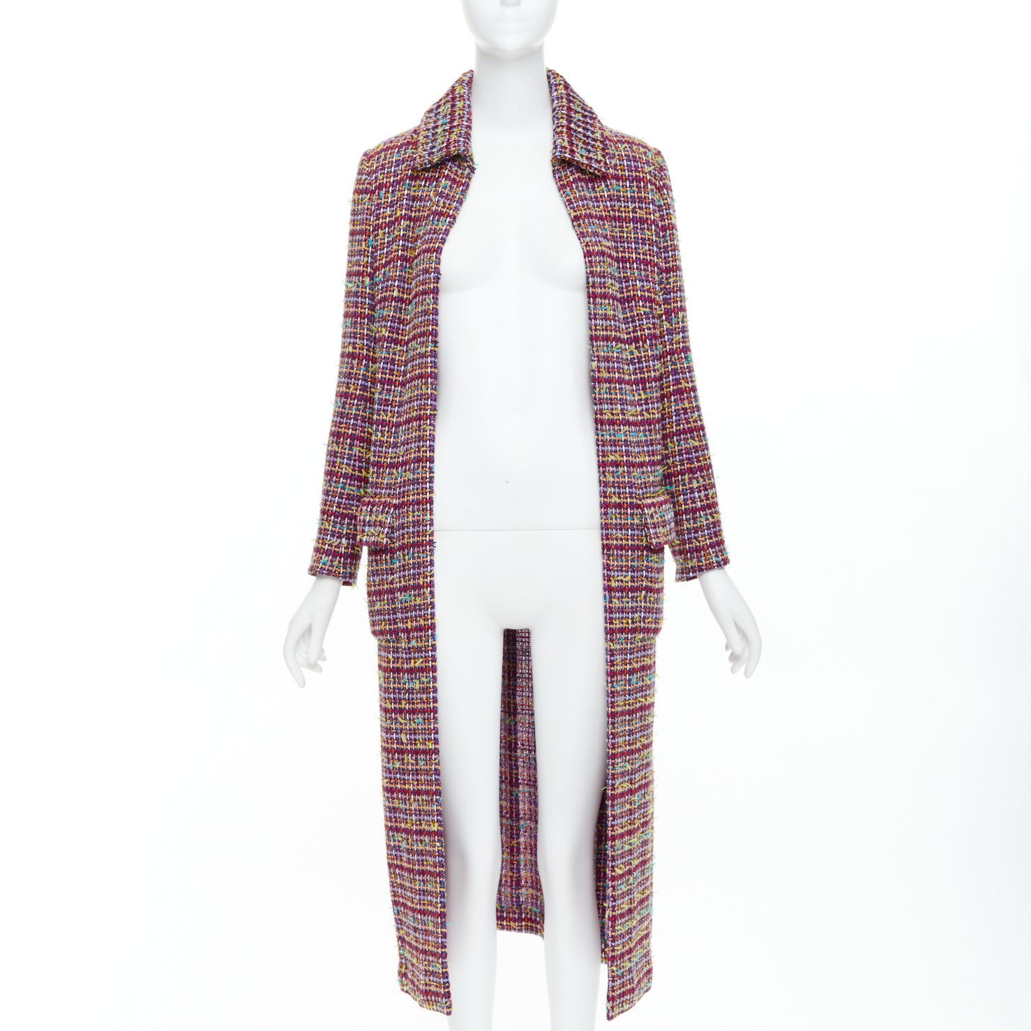 Chanel Pink Tweed Long Coat - Image 6