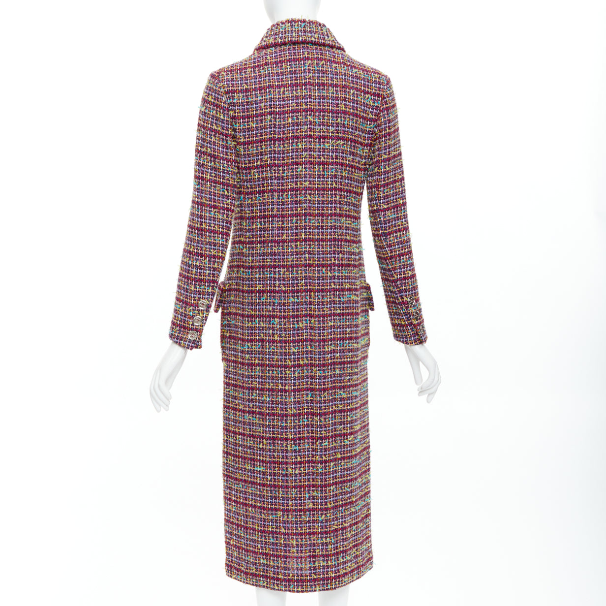 Chanel Pink Tweed Long Coat - Detail 1