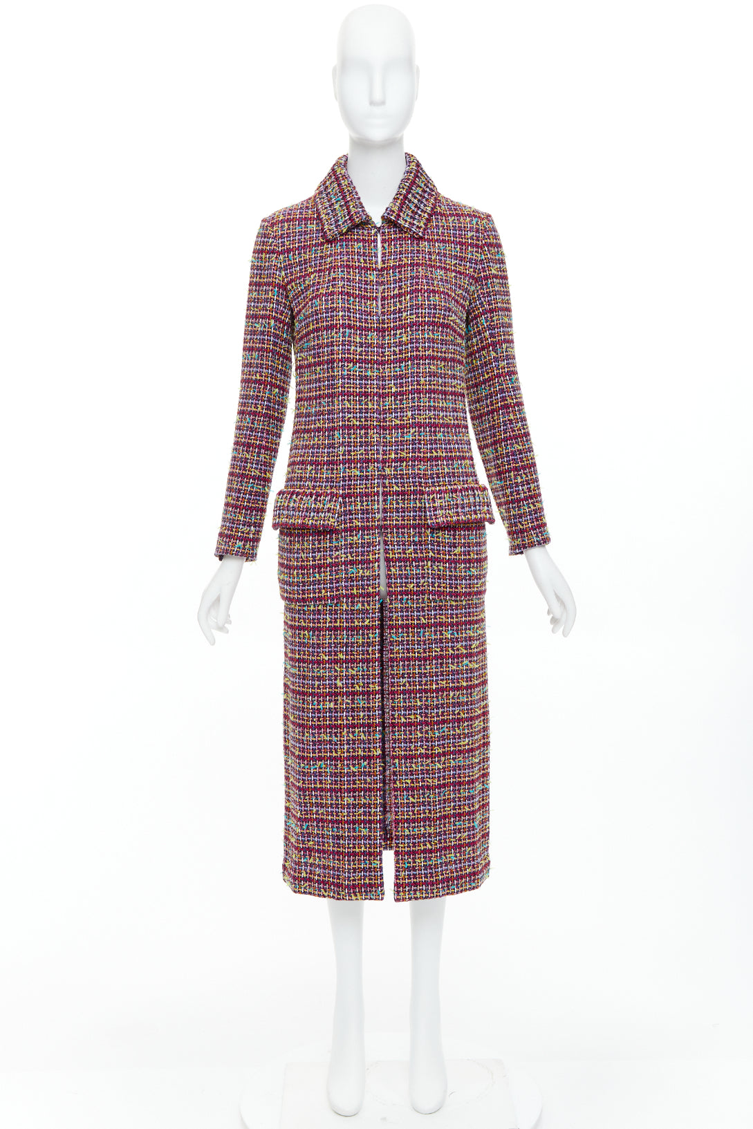 Chanel Pink Tweed Long Coat - Image 12