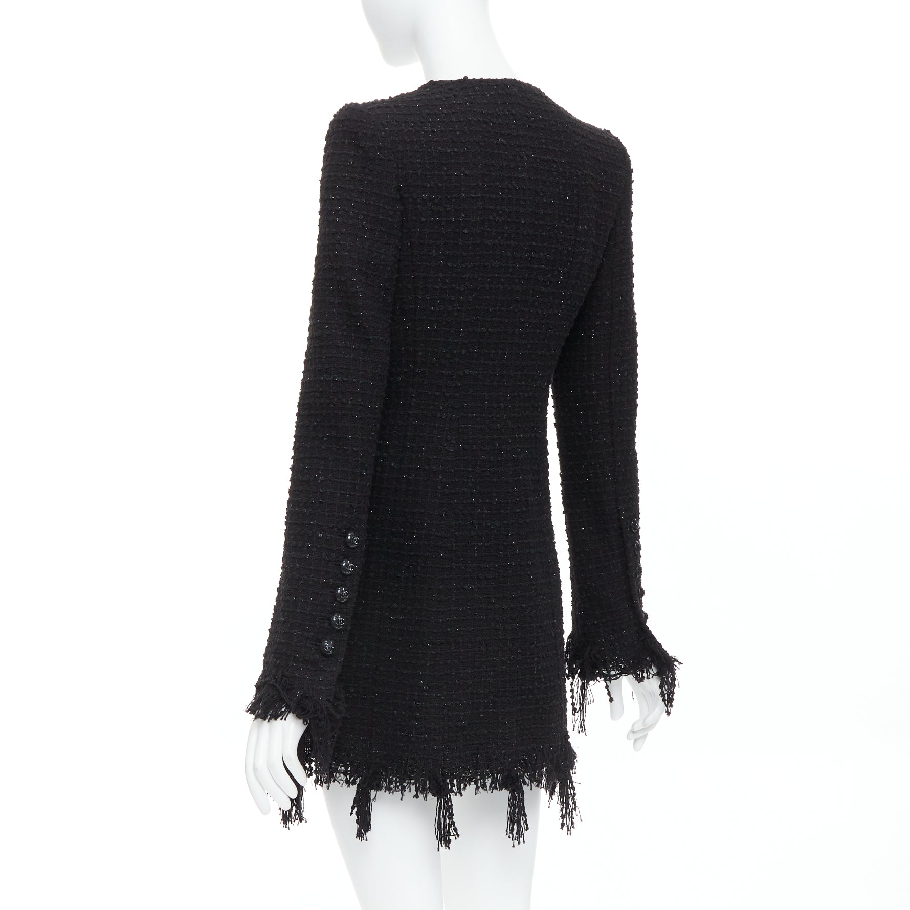 Chanel Black Tweed Fringe Jacket - Detail 2