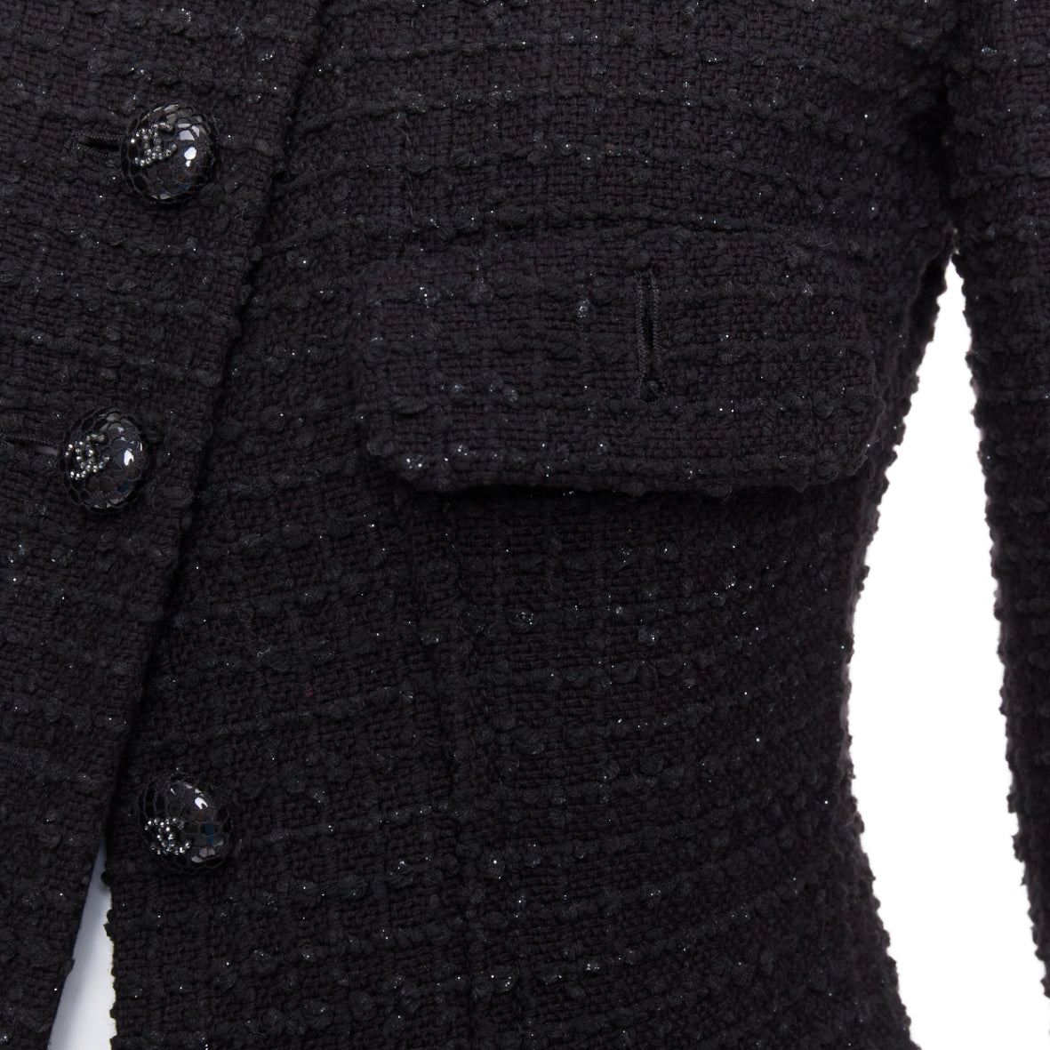 Chanel Black Tweed Fringe Jacket - Image 10