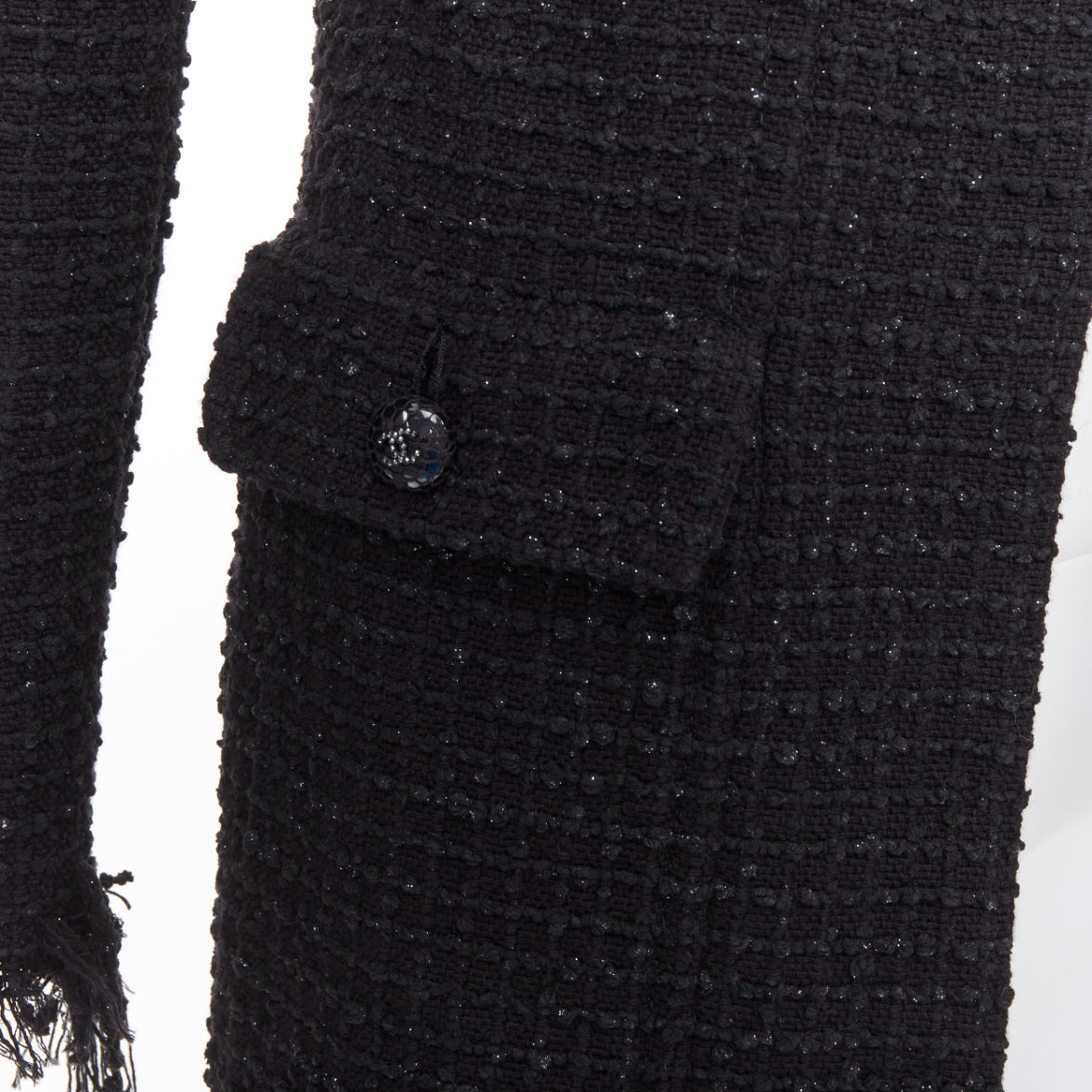 Chanel Black Tweed Fringe Jacket - Image 11
