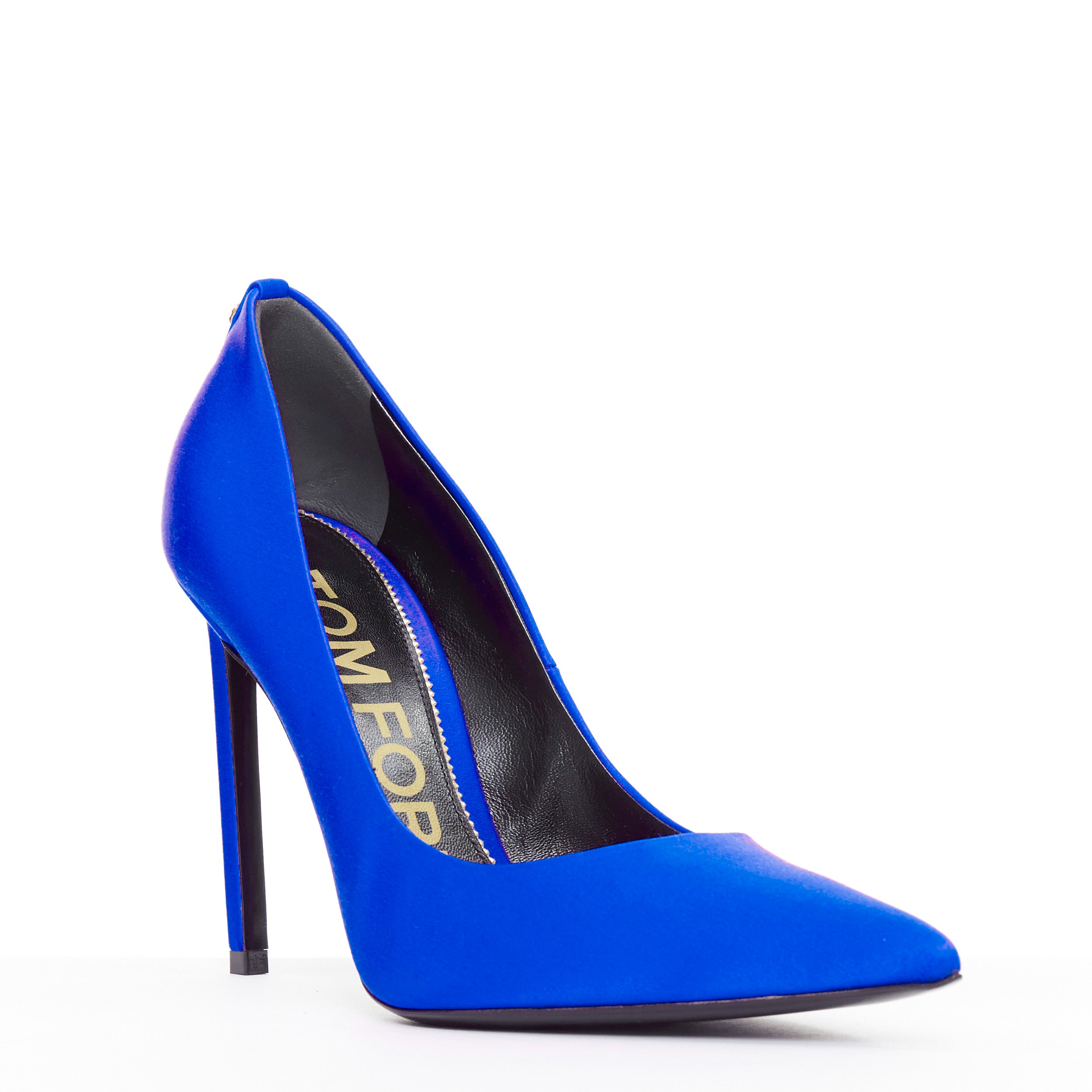 Tom Ford Blue Satin Pumps - Back view