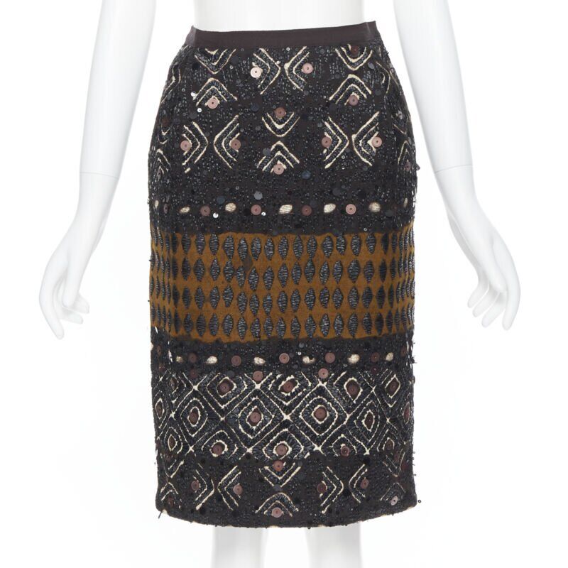 Oscar De La Renta Raffia Jacquard Skirt