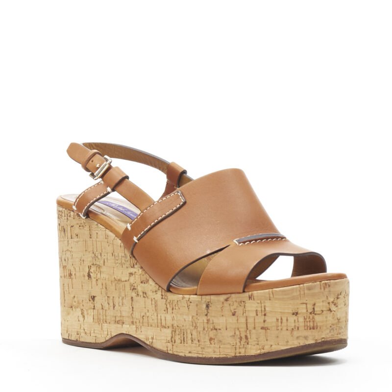 Ralph Lauren Cork Wedge Platforms - Back view