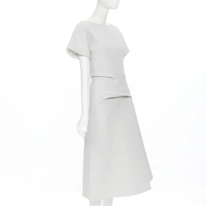 Maticevski Cloque Draped Dress Grey Cotton Good - Inside View