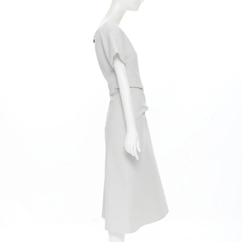 Maticevski Cloque Draped Dress Grey Cotton Good - Model View