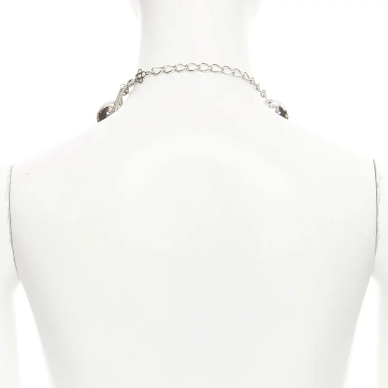 Oscar De La Renta Beaded Ball Necklace Silver Good - Model View