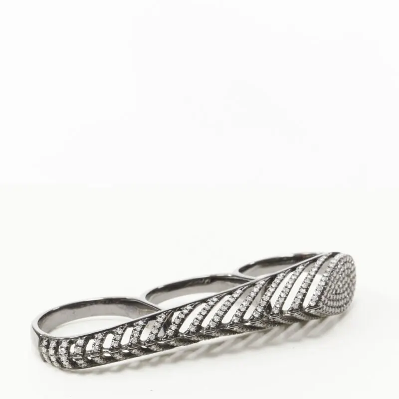 AS29 Diamond Finger Ring Silver Silver Never worn - Back View