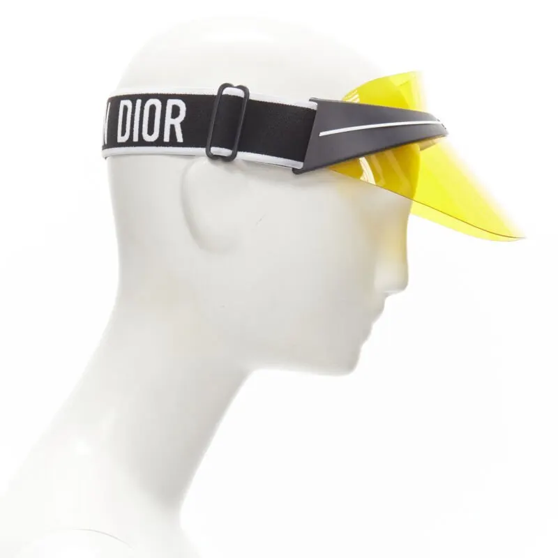 Dior Yellow Visor Hat Yellow Plastic Never worn - Model View