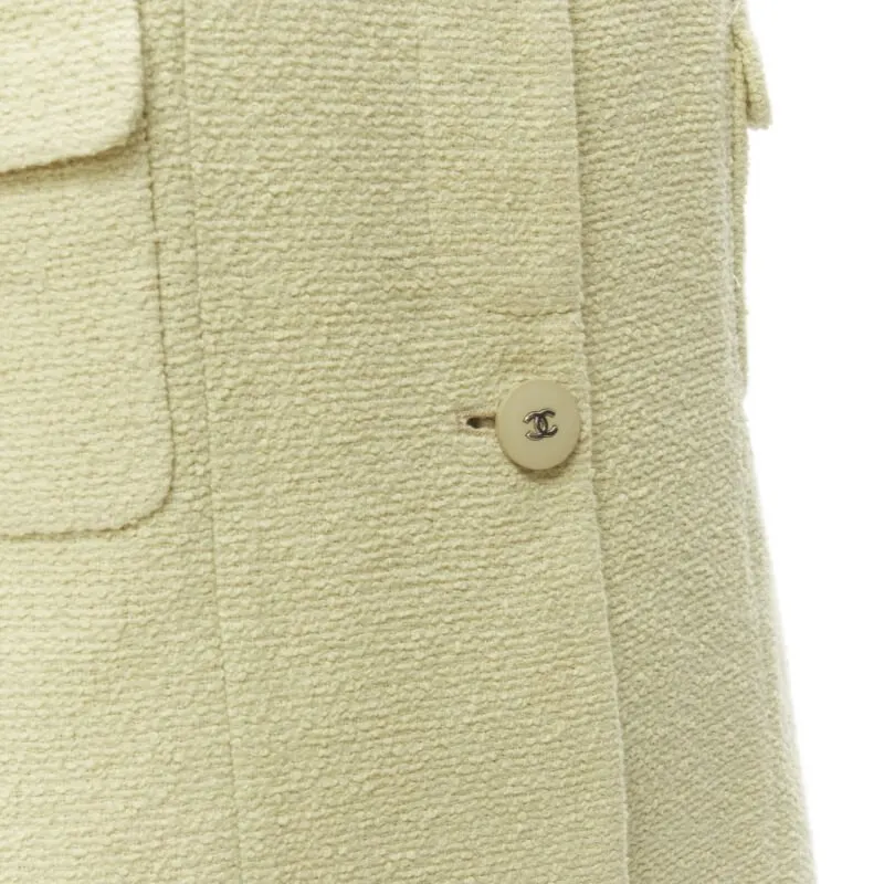 Chanel Yellow Tweed Long Jacket Yellow Cotton Never worn - Back View