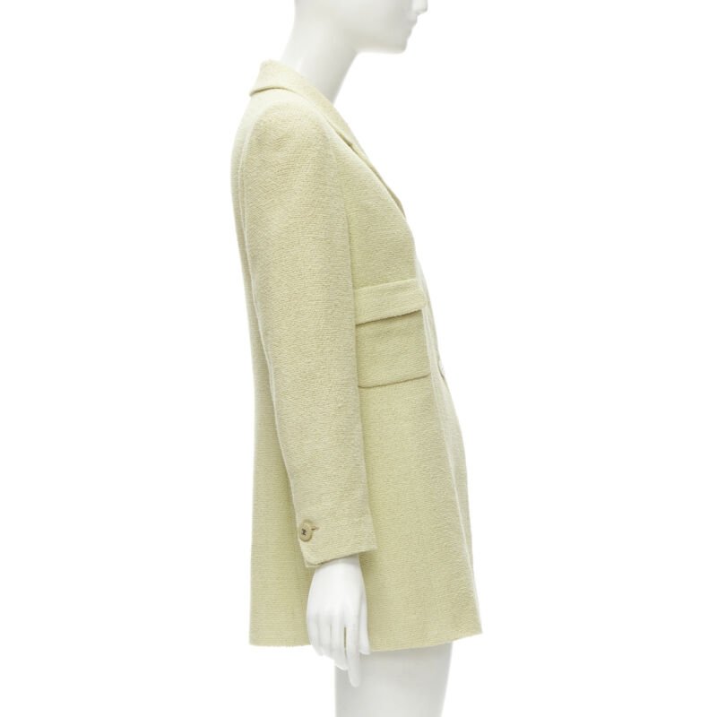 Chanel Yellow Tweed Long Jacket - Side view