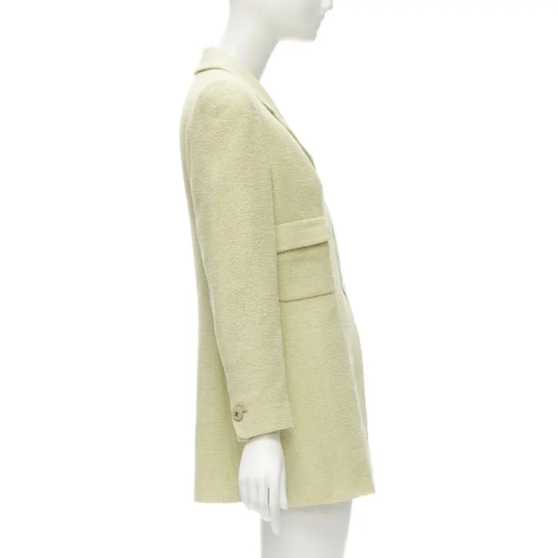 Chanel Yellow Tweed Long Jacket Yellow Cotton Never worn - Box View