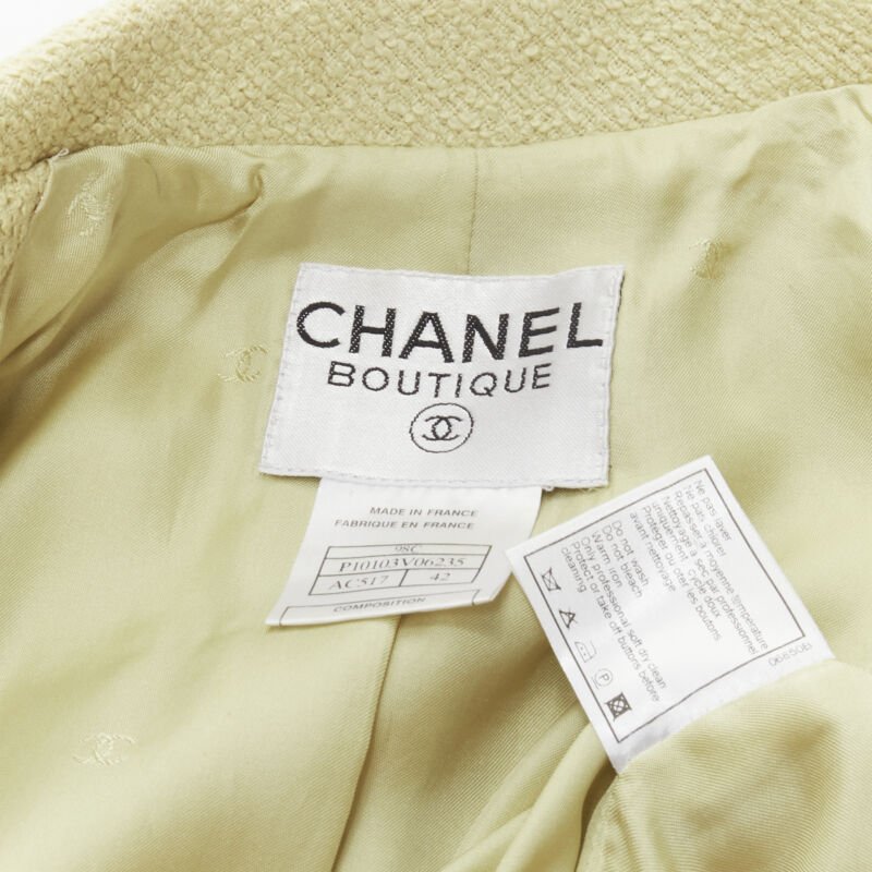 Chanel Yellow Tweed Long Jacket - Image 12