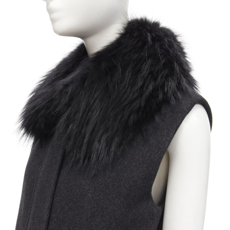 Joseph Black Fur Collar Vest - Back view