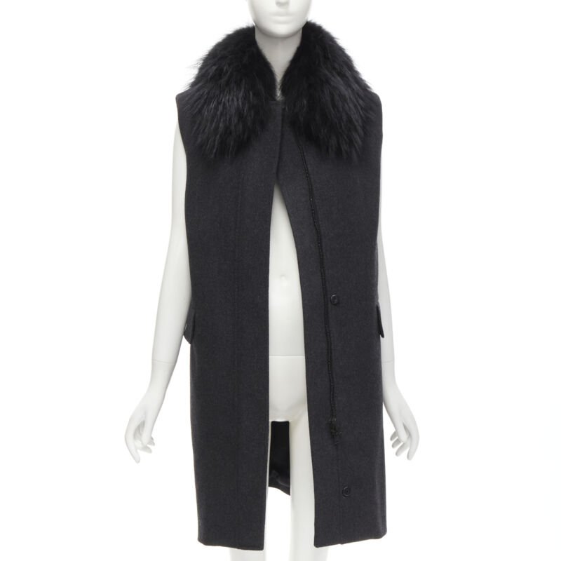 Joseph Black Fur Collar Vest - Image 6