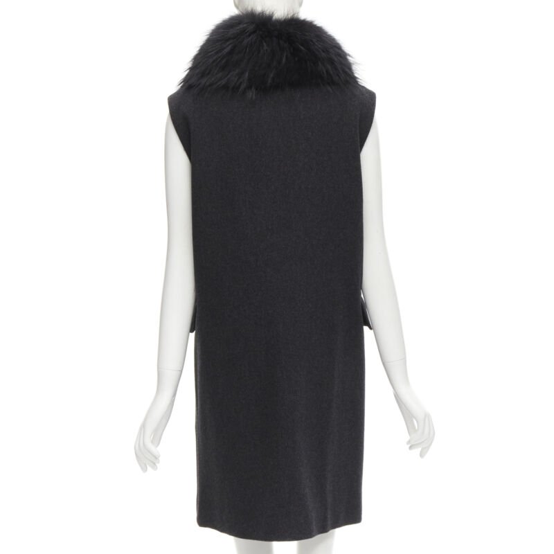 Joseph Black Fur Collar Vest - Side view