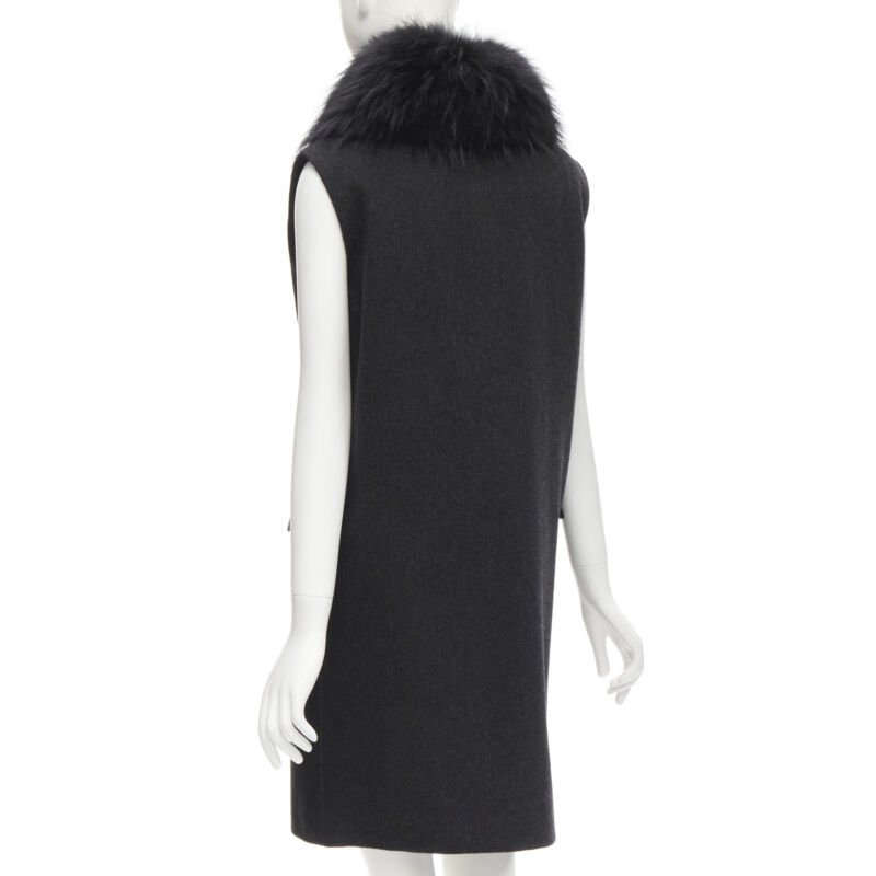 Joseph Black Fur Collar Vest - Detail 1
