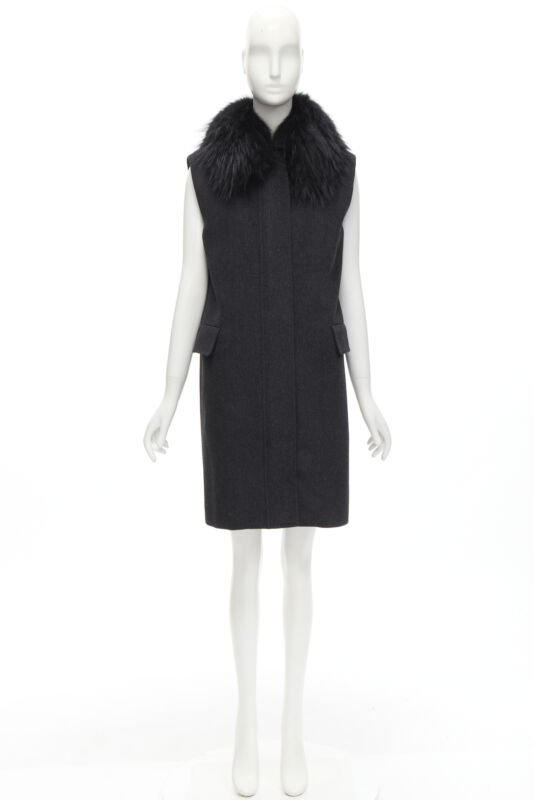 Joseph Black Fur Collar Vest - Image 11