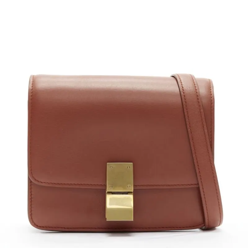 Celine White Matte Clutch Brown Leather Good - Front View