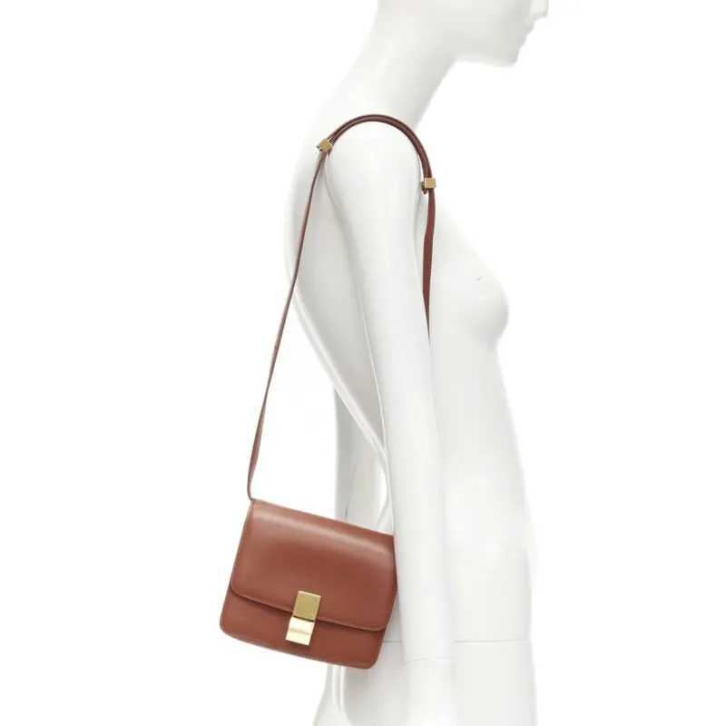 Celine White Matte Clutch Brown Leather Good - Back View