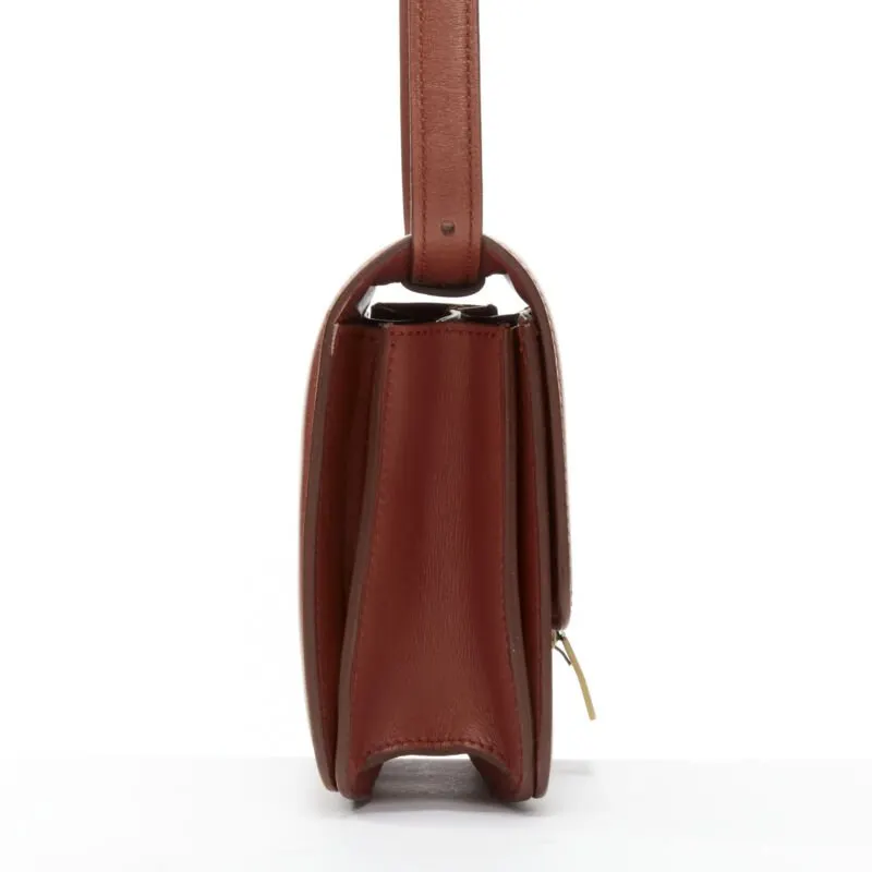 Celine White Matte Clutch Brown Leather Good - Model View