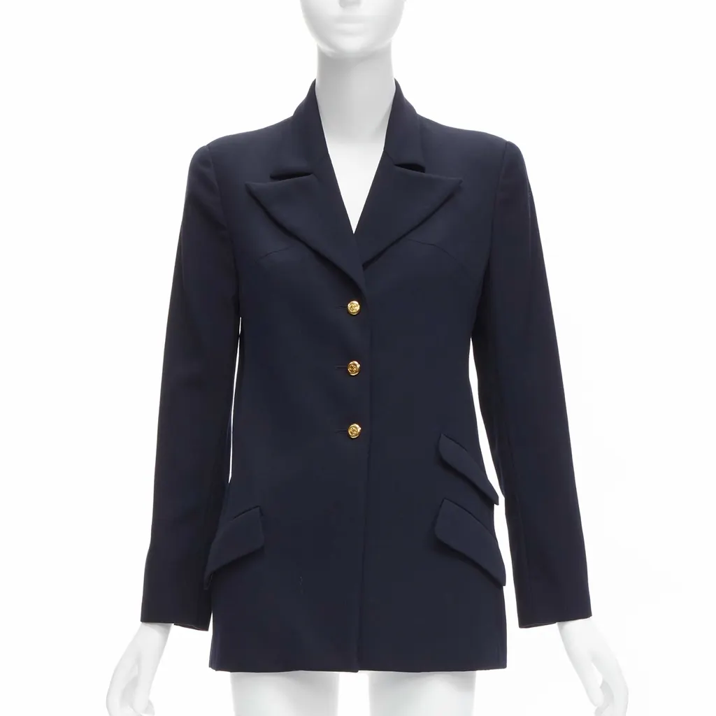 Chanel Navy Military Blazer Navy Wool Very good - Front View