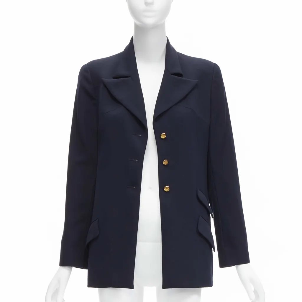 Chanel Navy Military Blazer Navy Wool Very good - Inside View