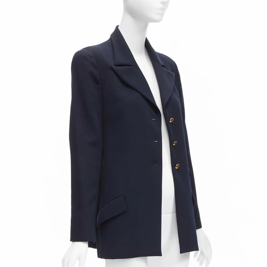 Chanel Navy Military Blazer Navy Wool Very good - Model View