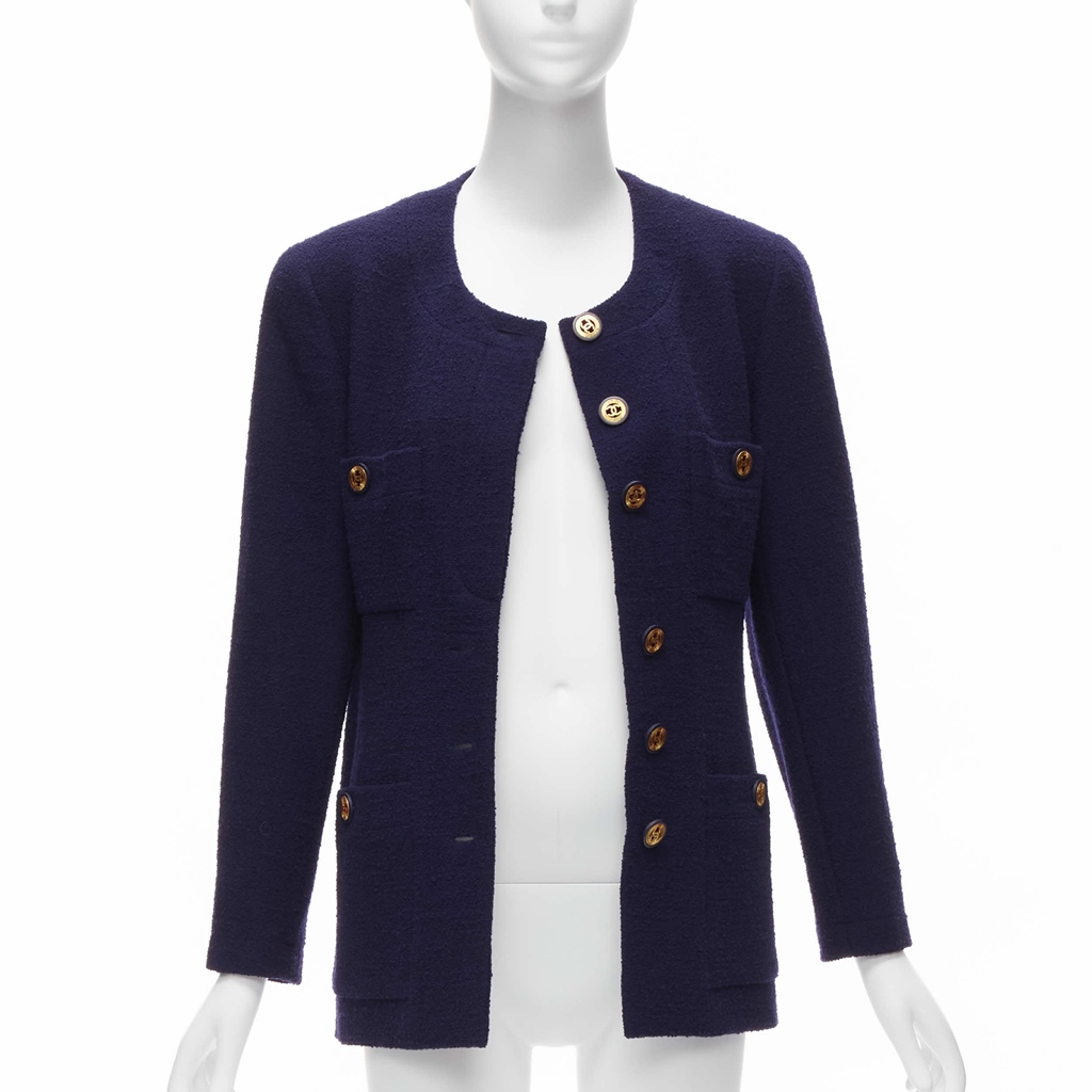 Chanel Navy Gold Pocket Jacket - Image 6