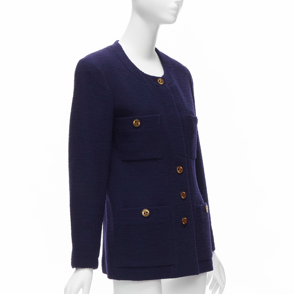 Chanel Navy Gold Pocket Jacket - 4