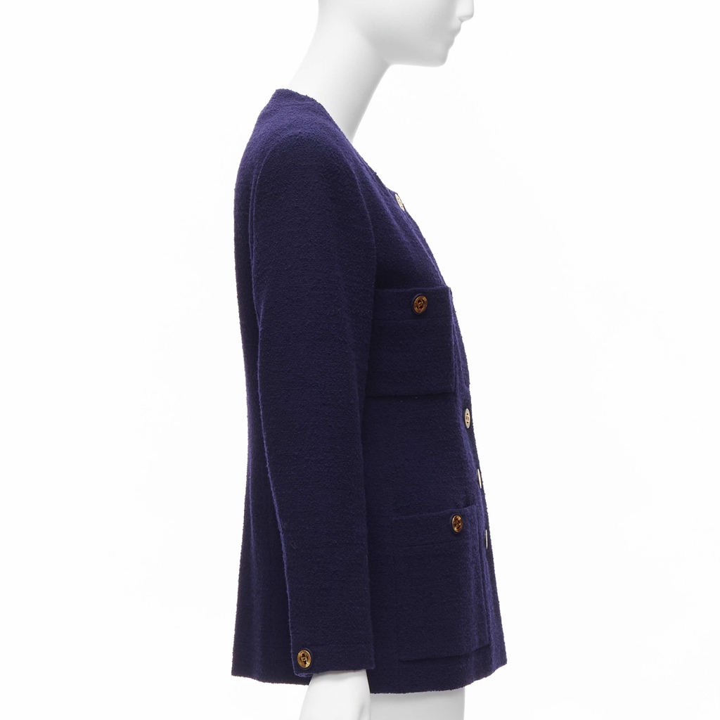 Chanel Navy Gold Pocket Jacket - Side view