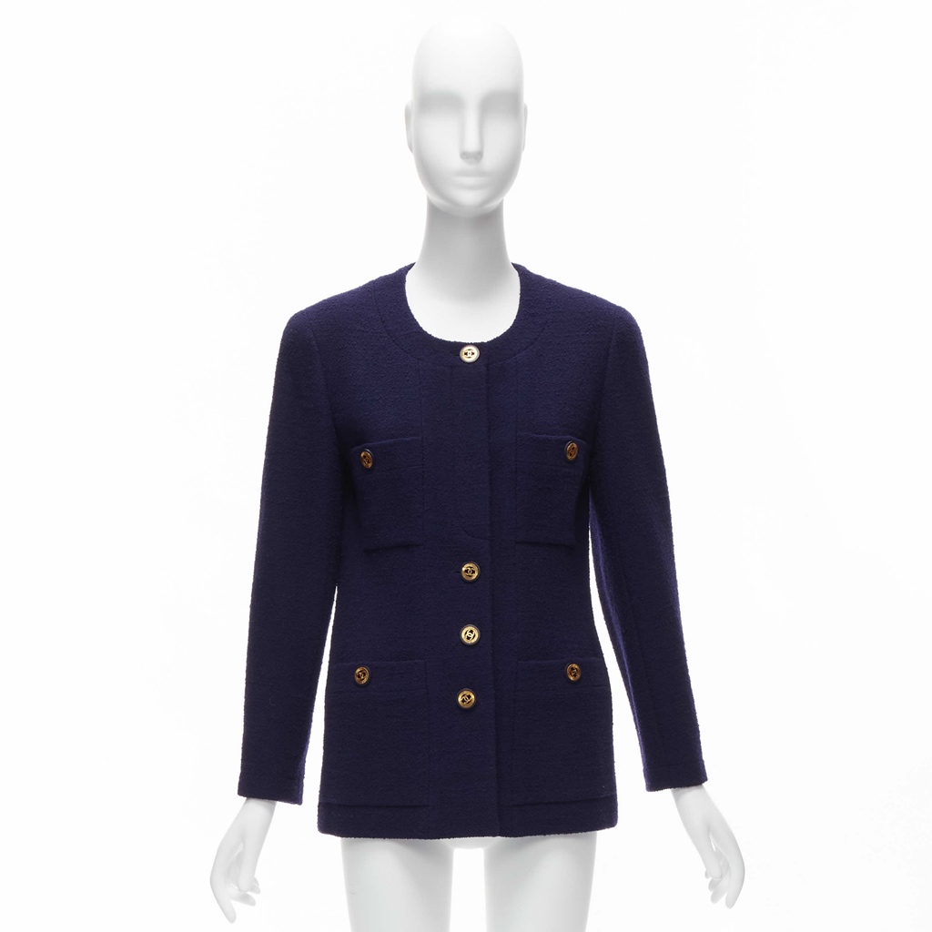 Chanel Navy Gold Pocket Jacket - Image 13