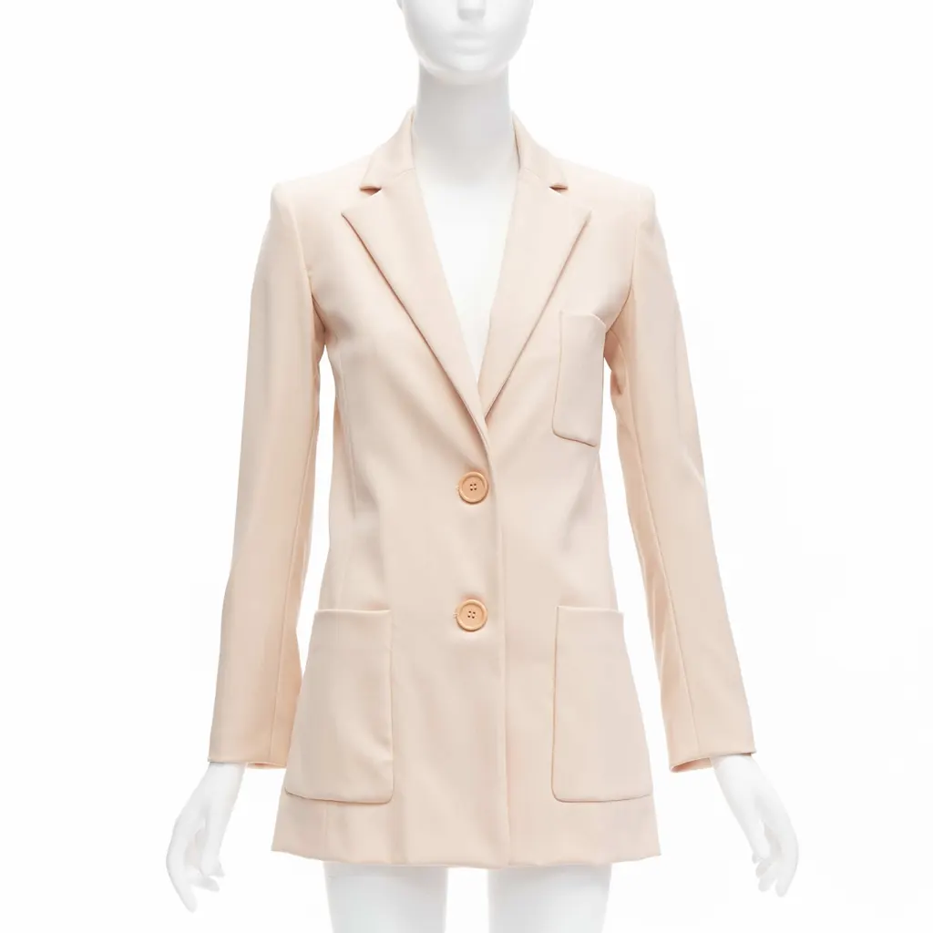 Oscar De La Renta Pink Longline Blazer Pink Wool Never worn - Front View