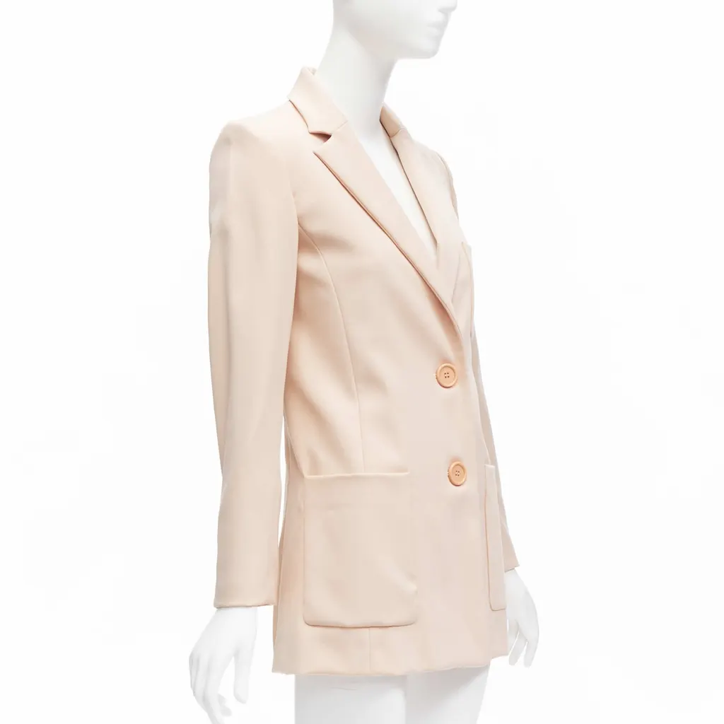 Oscar De La Renta Pink Longline Blazer Pink Wool Never worn - Model View