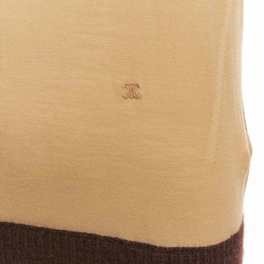 Celine Logo Contrast Sweater Beige Wool Never worn - Back View