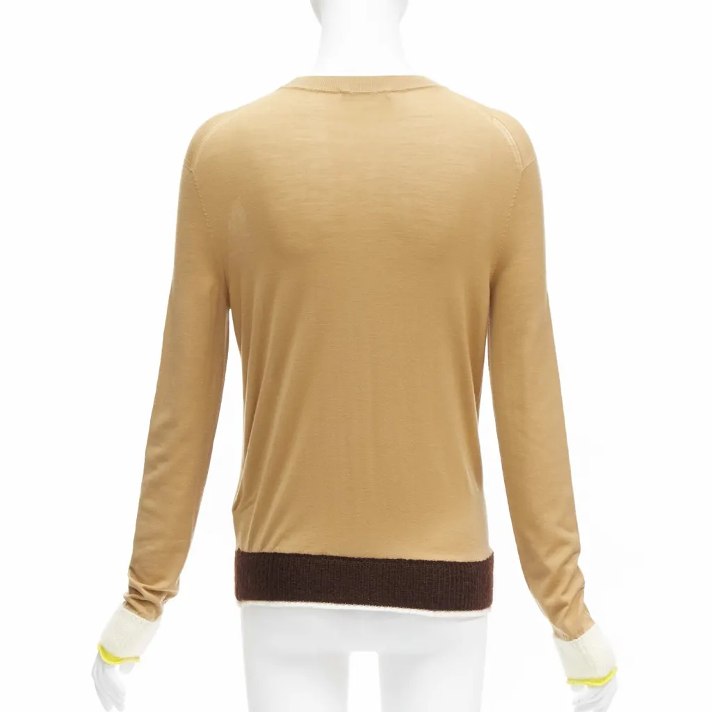 Celine Logo Contrast Sweater Beige Wool Never worn - Box View