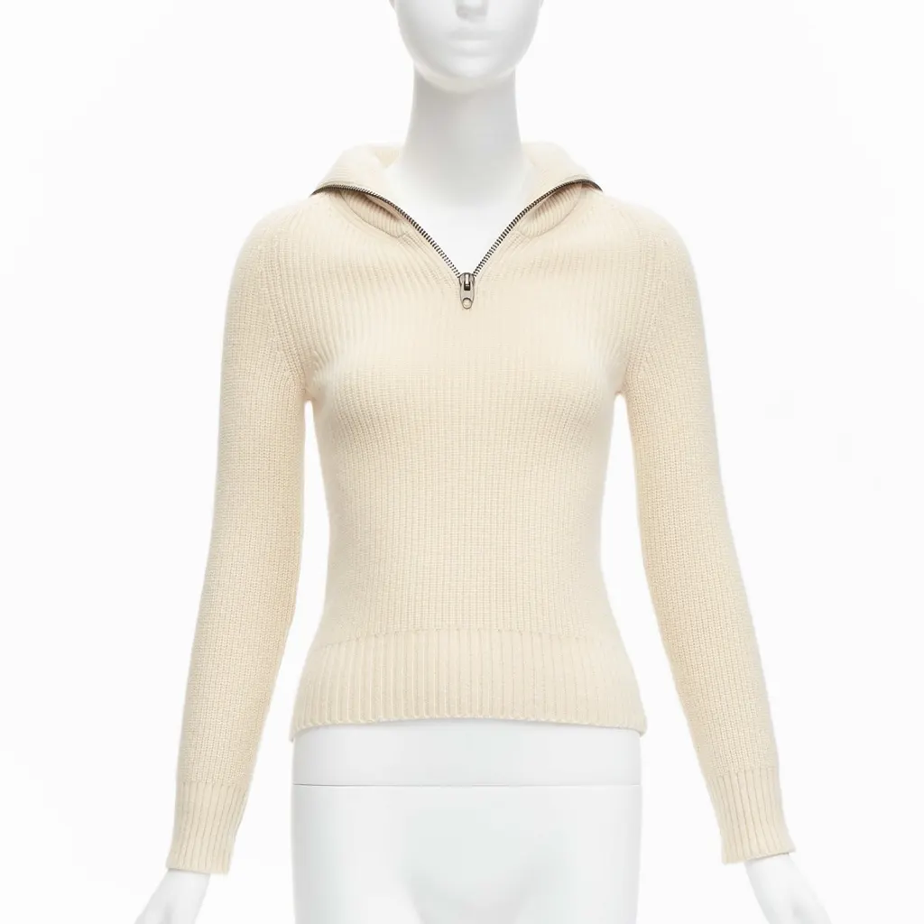 Petar Petrov Zip Sailor Collar Beige Cashmere Never worn, with tag - Front View