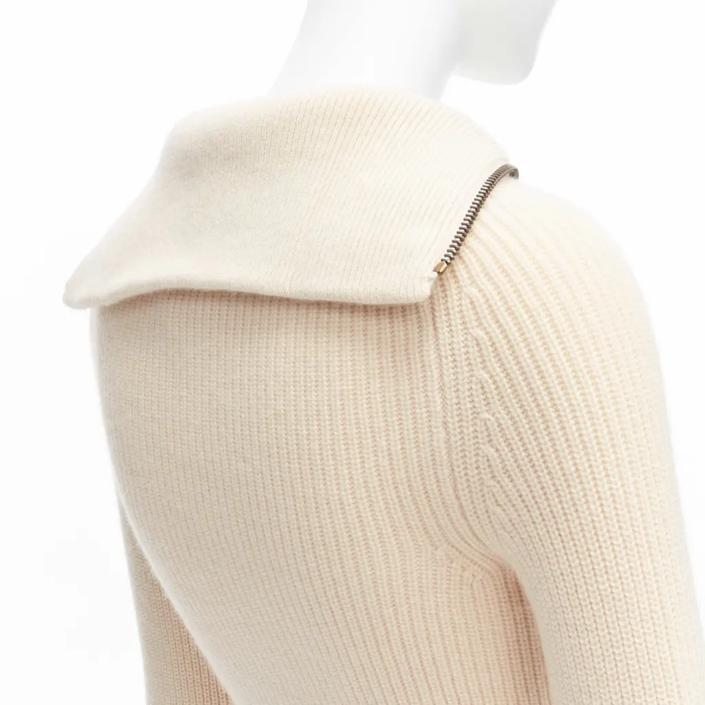 Petar Petrov Zip Sailor Collar Beige Cashmere Never worn, with tag - Back View