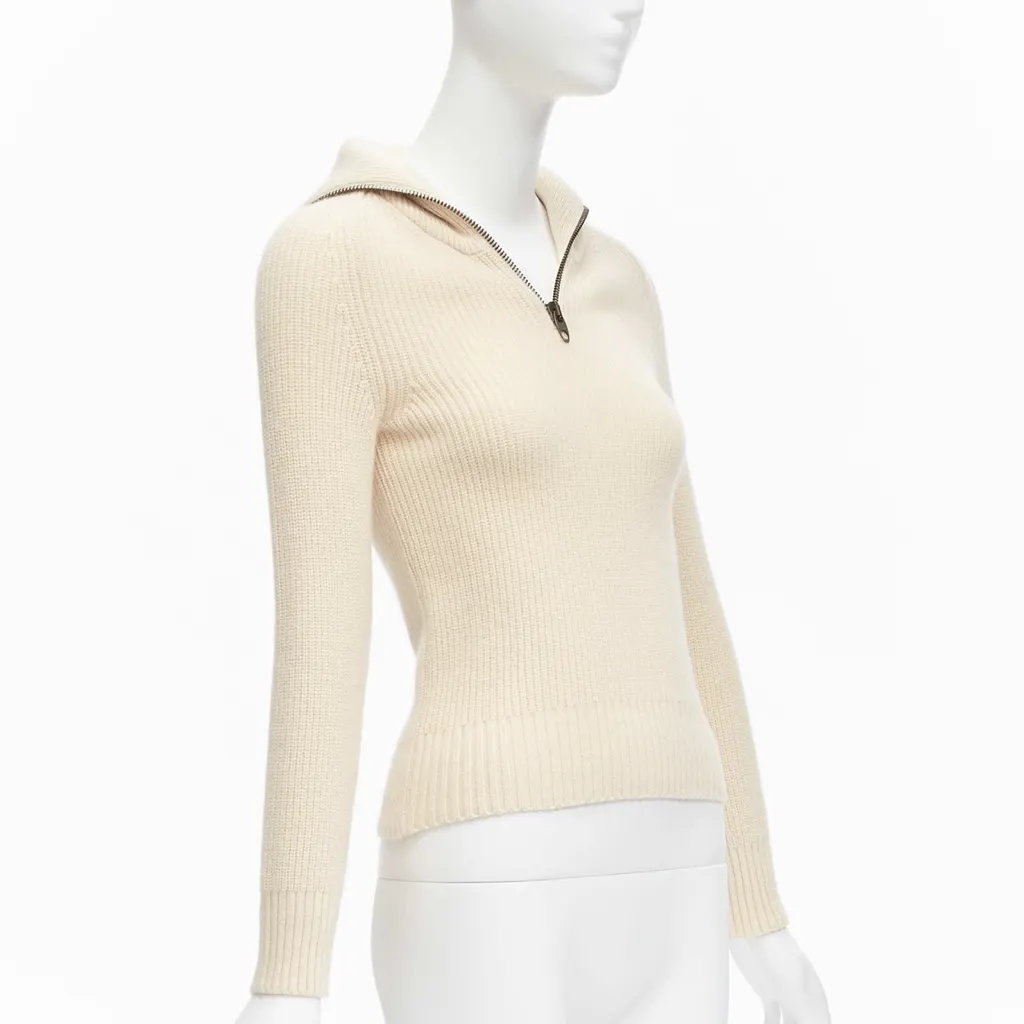 Petar Petrov Zip Sailor Collar Beige Cashmere Never worn, with tag - Inside View