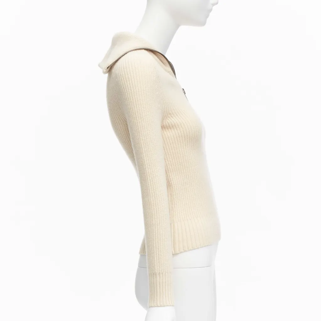 Petar Petrov Zip Sailor Collar Beige Cashmere Never worn, with tag - Model View