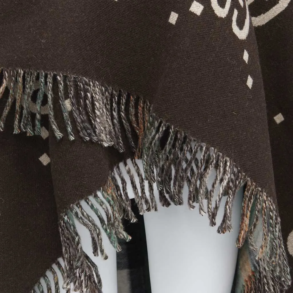 Gucci Plaid Blanket Scarf Green Wool Never worn - Back View