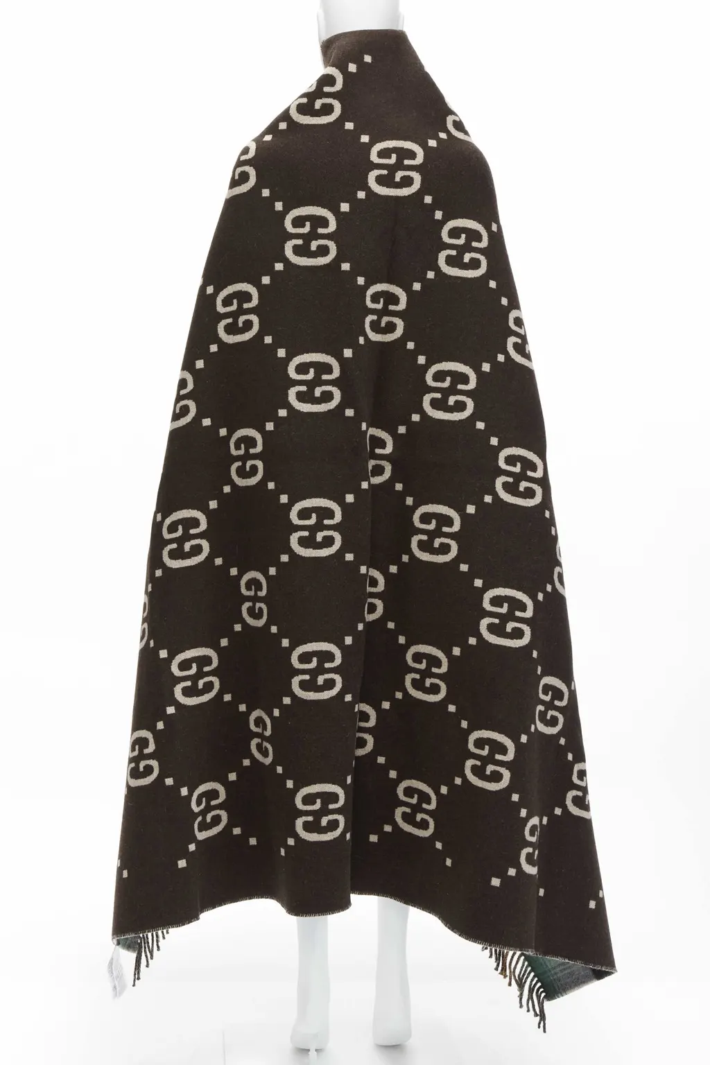 Gucci Plaid Blanket Scarf Green Wool Never worn - Box View