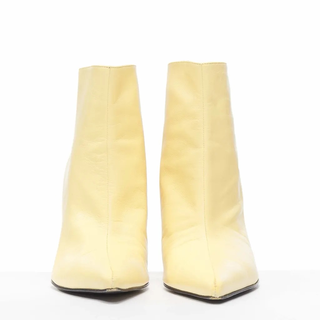 Celine Pointed Toe High Boots Beige Leather Good - Inside View