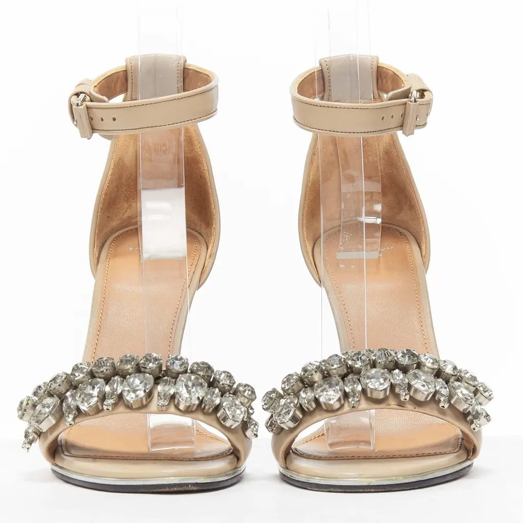 Givenchy Crystal Strap Sandals Beige Leather Very good - Inside View