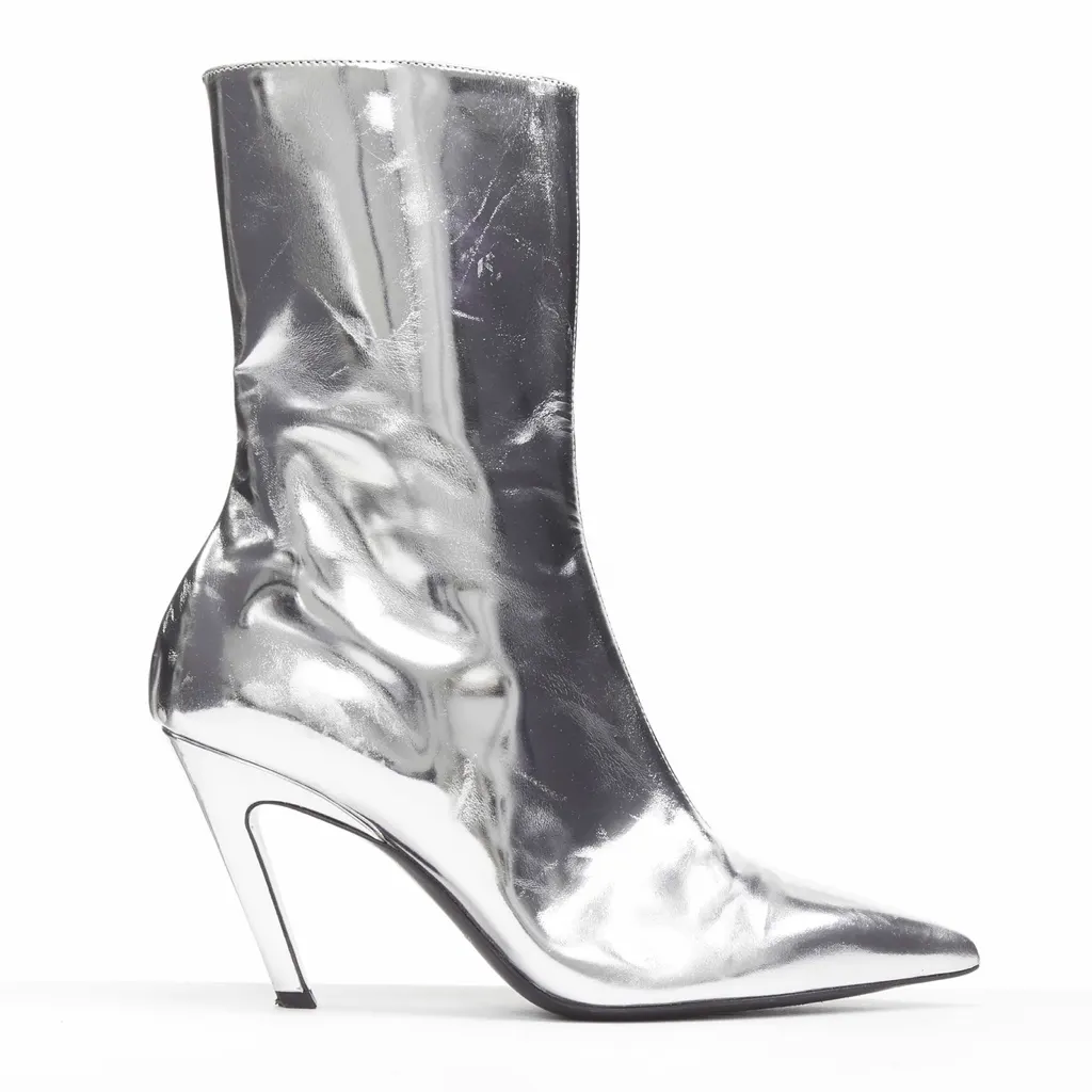 Balenciaga Metallic Mirrored Boots Silver Leather Fair - Front View