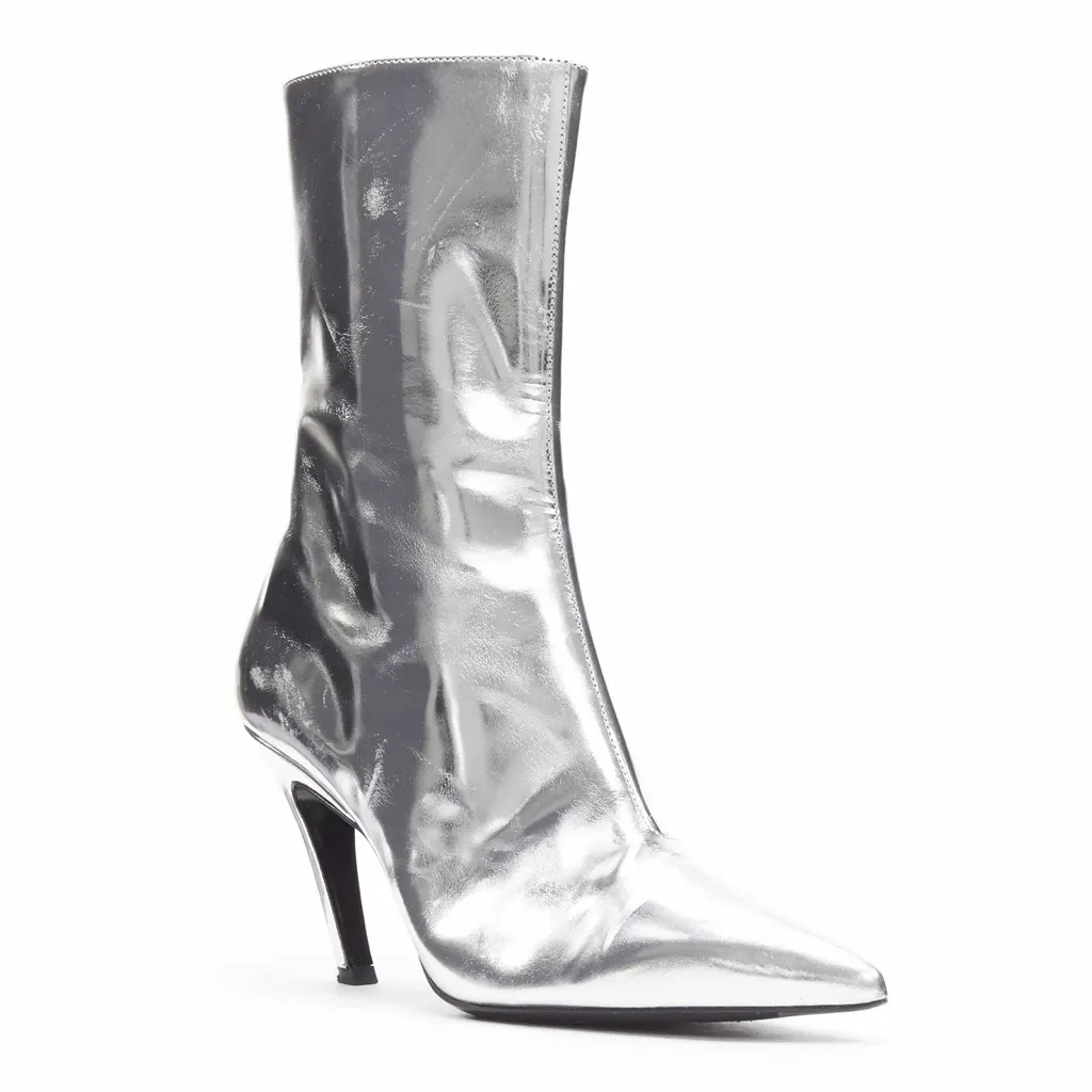 Balenciaga Metallic Mirrored Boots Silver Leather Fair - Back View